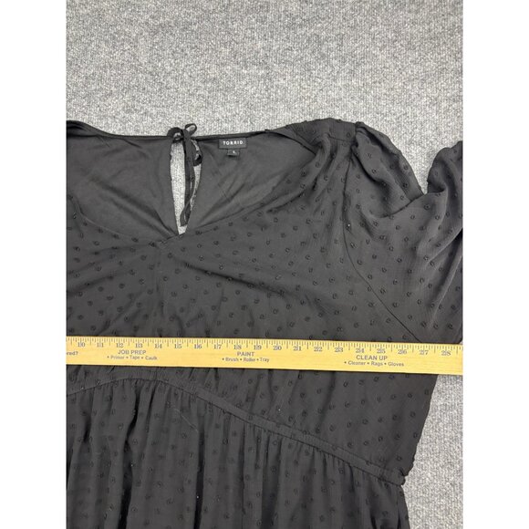 Torrid Dress Womens 5X Black Swiss Dot Babydoll Tiered Ruffle Lined 3/4 Sleeve - Picture 5 of 8